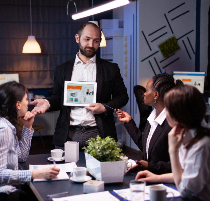 business entrepreneur man presenting company