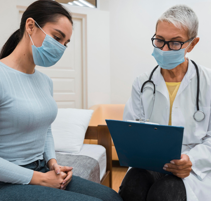 doctor showing patient